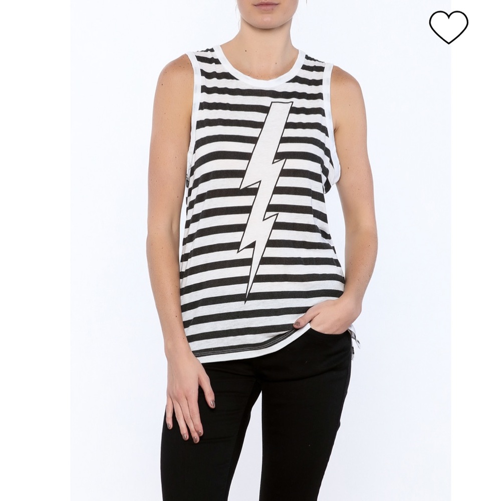 CHASER Brand White Lightning Tank Top Size Small